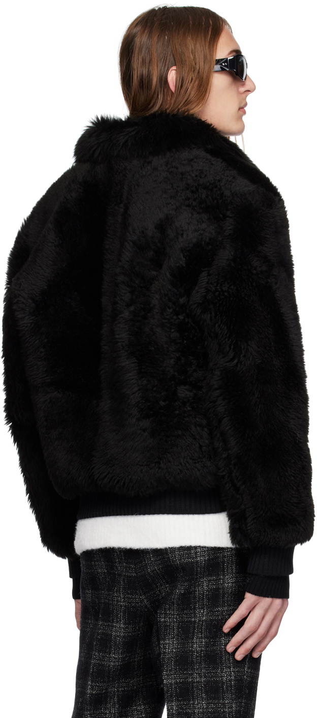 Ernest W. Baker Black Spread Collar Shearling Jacket Ernest W. Baker