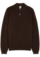 Vowels Pointelle-knit Wool Polo Jumper Brown
