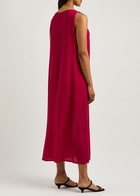 Eileen Fisher Plissé Midi Dress Dark Pink