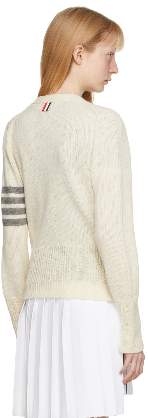 Thom Browne Off-White Classic V-Neck 4-Bar Cardigan Thom Browne