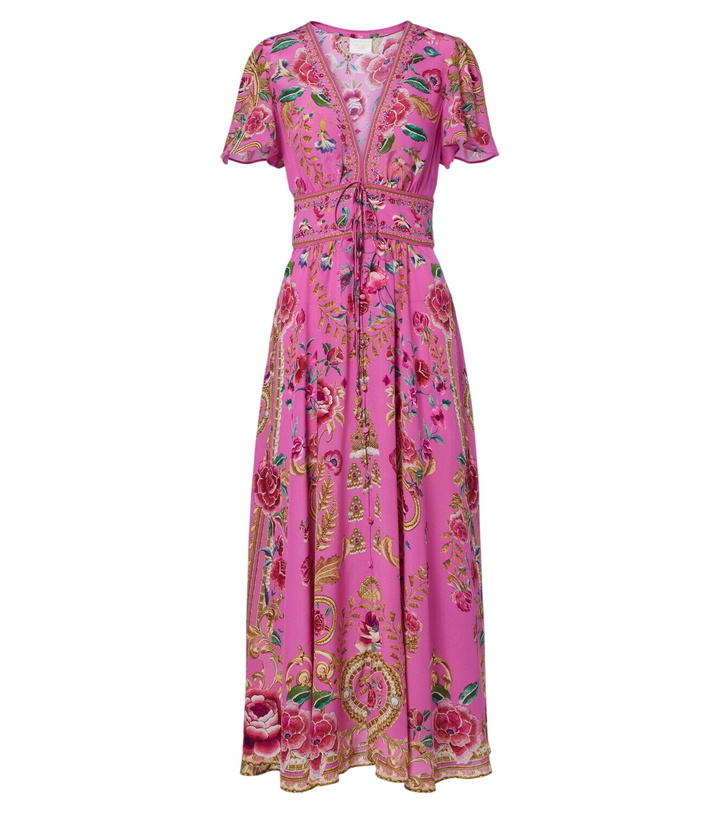 Photo: Camilla Embellished floral silk midi dress