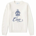 Casablanca Men's Caza Emblem Crew Knit in White/Blue