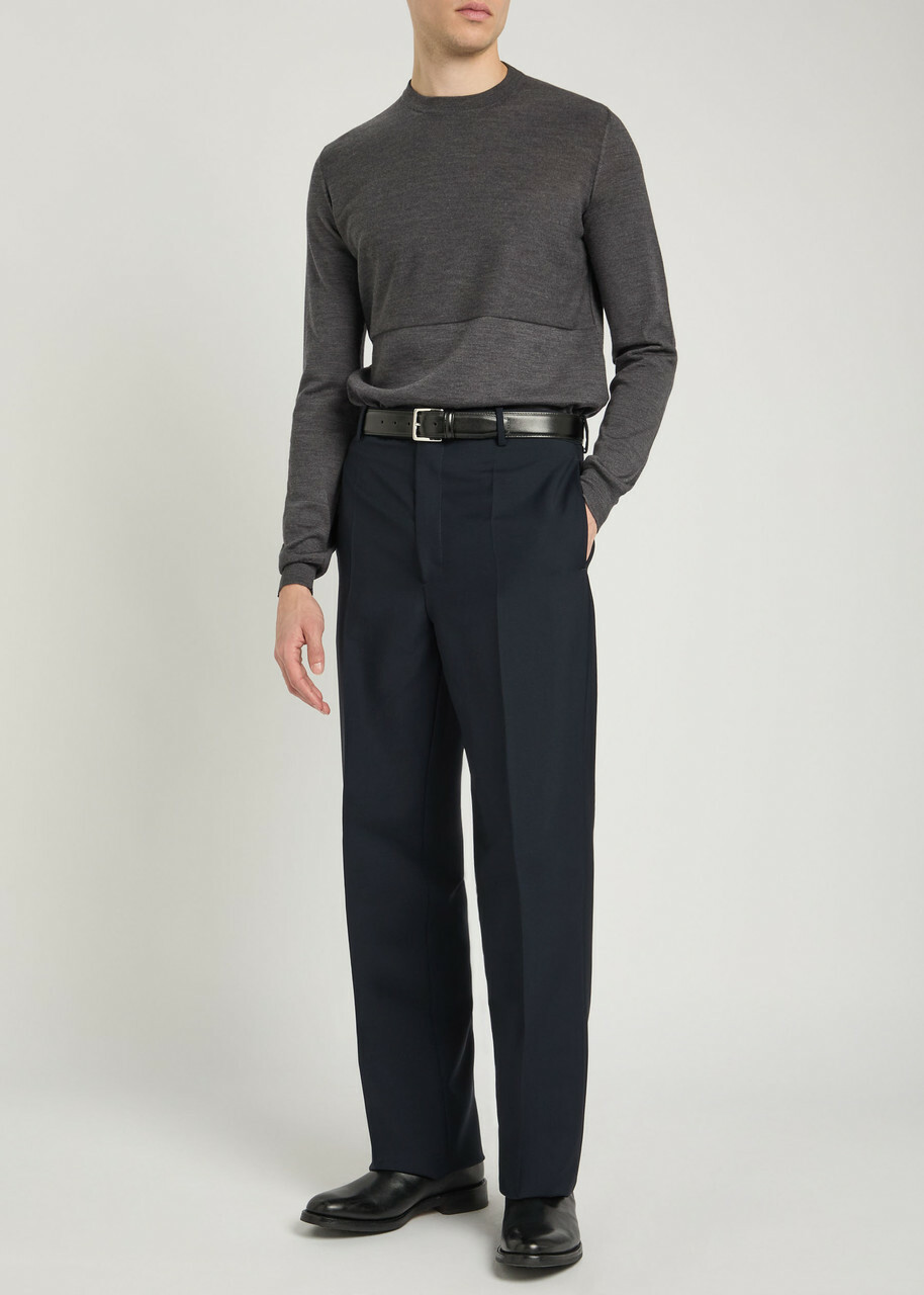Jil Sander Straight-leg Wool-blend Trousers Dark Blue