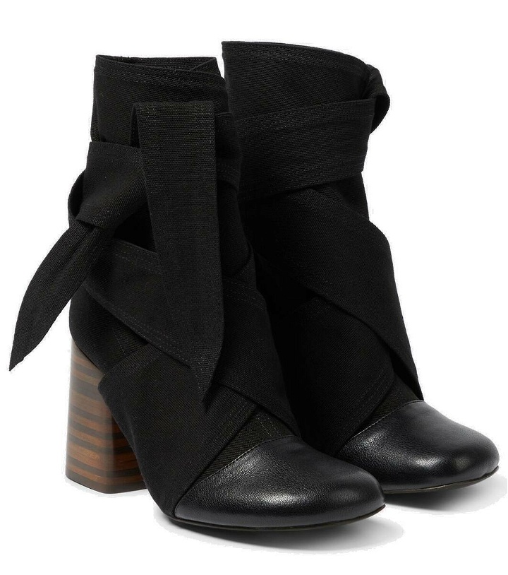 Photo: Lemaire Wrapped 90 canvas and leather ankle boots