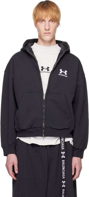 Photo: Balenciaga Black Under Armour Edition Zip-Up Hoodie