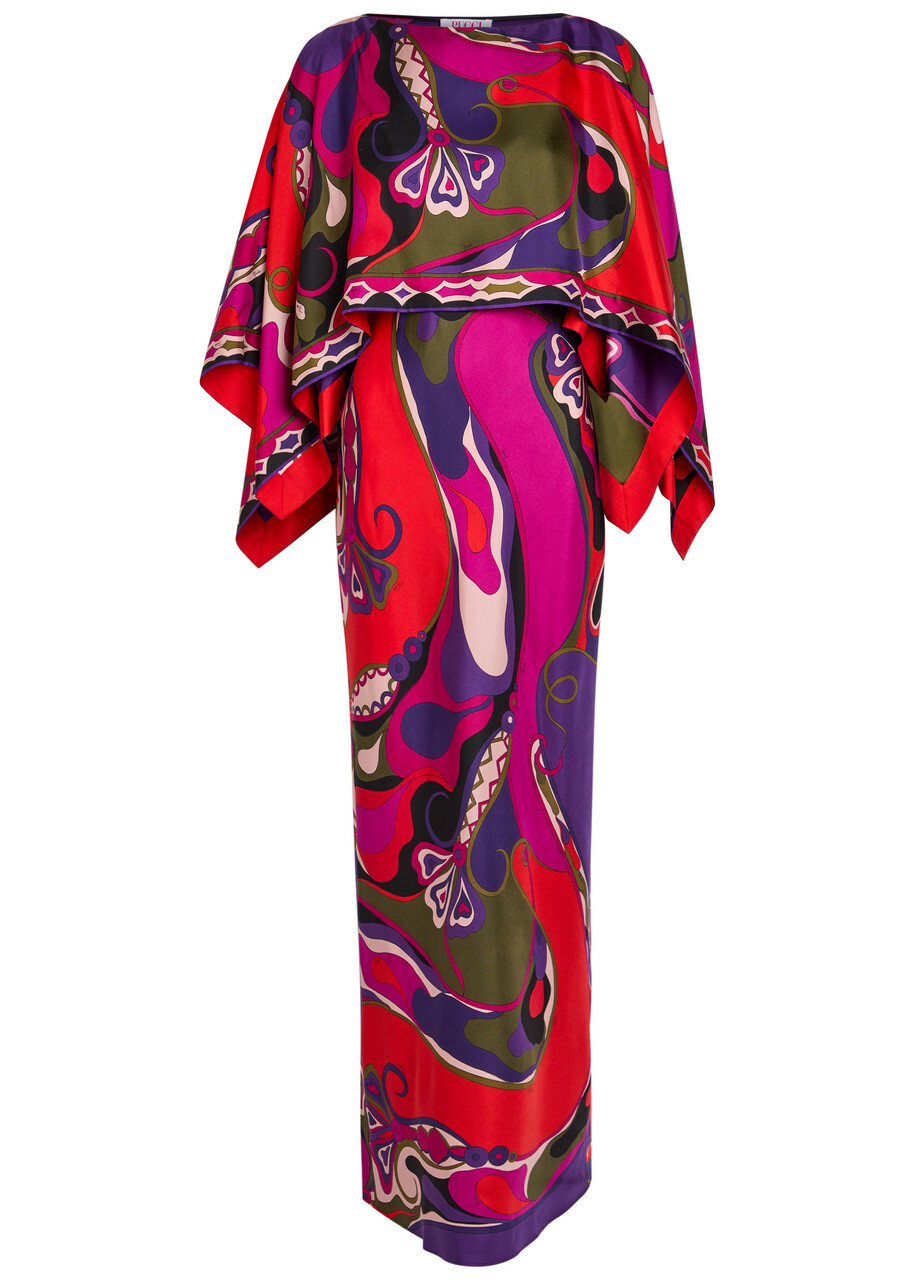 Pucci Layered Printed Silk Maxi Dress Multicoloured 1