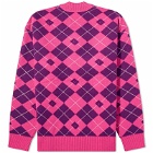 Acne Studios Kwan Argyle Face Jumper in Bright Pink/Mid Purple