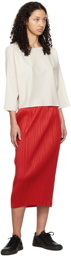 PLEATS PLEASE ISSEY MIYAKE Red Thicker Bottoms 1 Midi Skirt