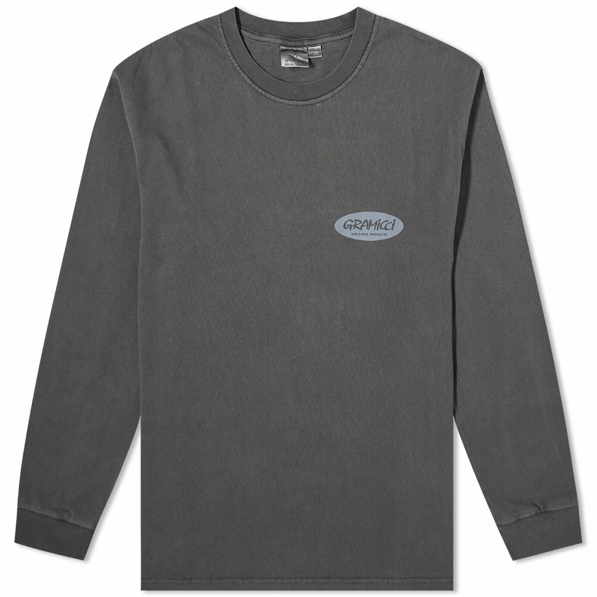 Gramicci Men's Long Sleeve Original Freedom Oval T-Shirt in Grey ...