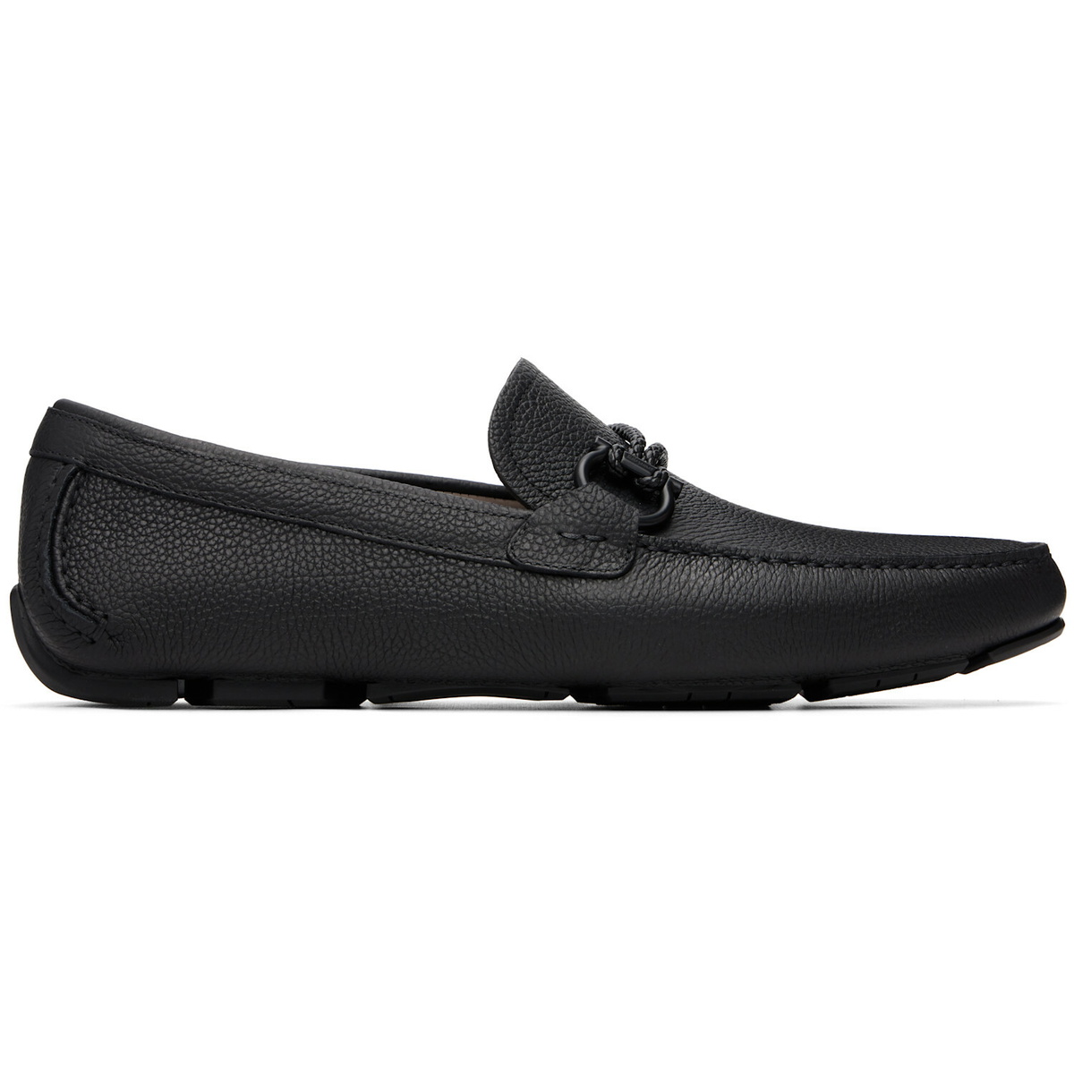 Ferragamo Black Gancini Driver Ornament Loafers