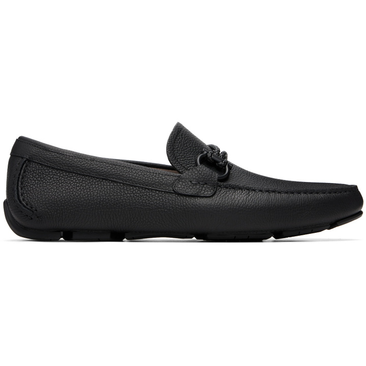 Photo: Ferragamo Black Gancini Driver Ornament Loafers