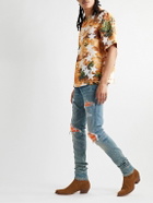 AMIRI - MX1 Skinny-Fit Ultrasuede®-Panelled Distressed Jeans - Blue