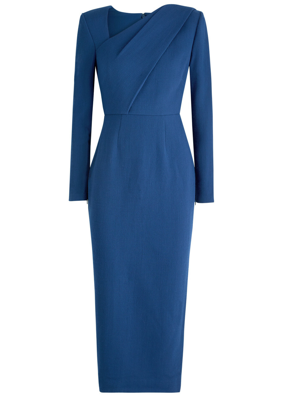 Roland Mouret Asymmetric Midi Dress Navy Roland Mouret