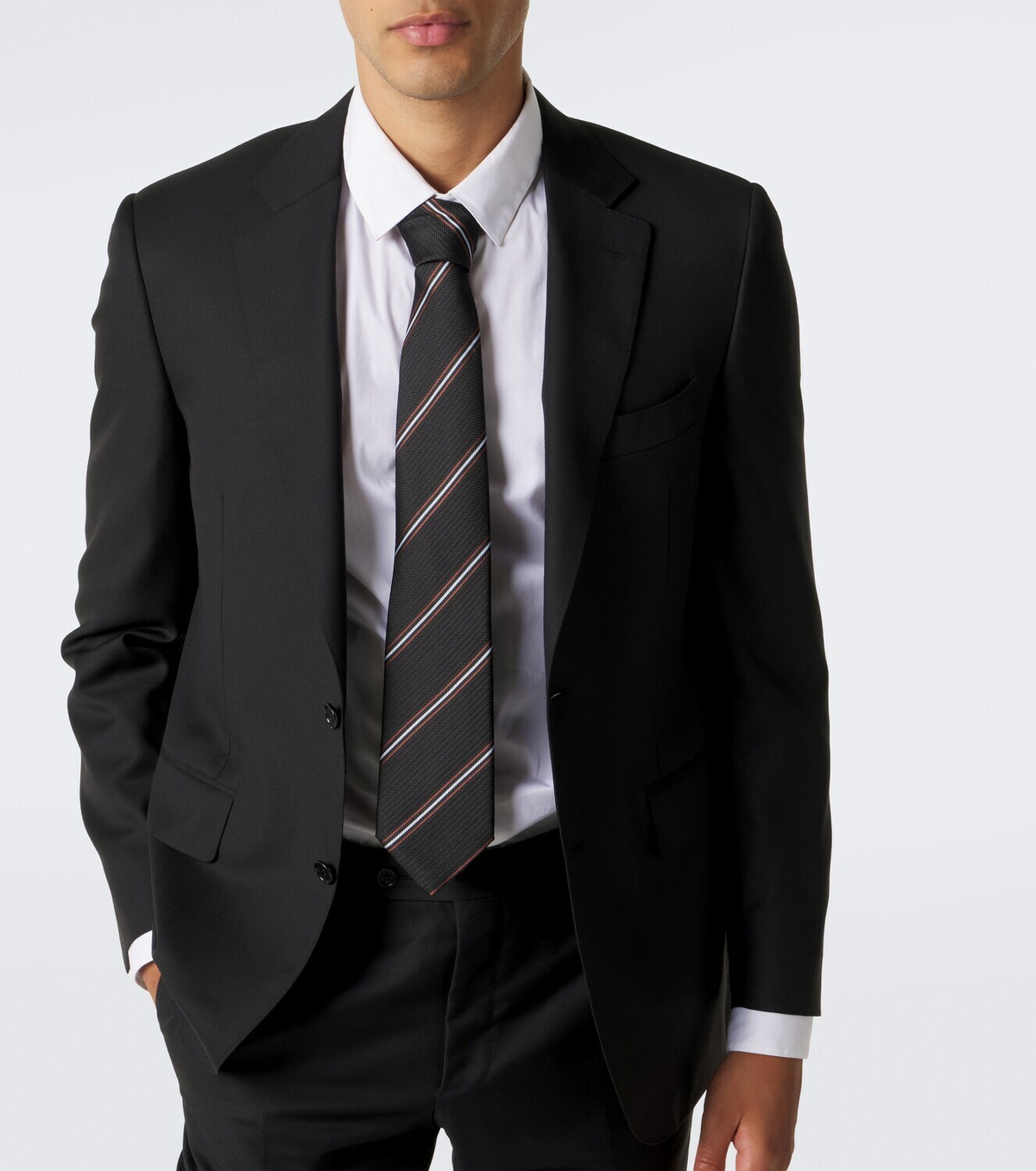 Brioni Striped silk jacquard tie