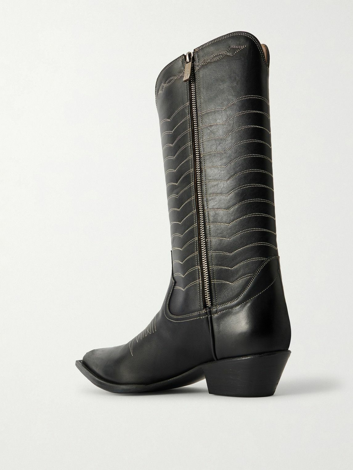 Enfants Riches Déprimés - Split Ends Embroidered Leather Boots - Black