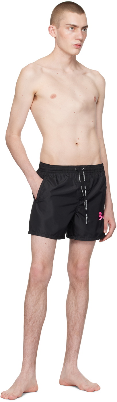 Balmain Black Printed Swim Shorts