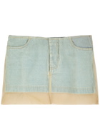 Christopher Esber Silk-chiffon and Denim Mini Skirt Blue