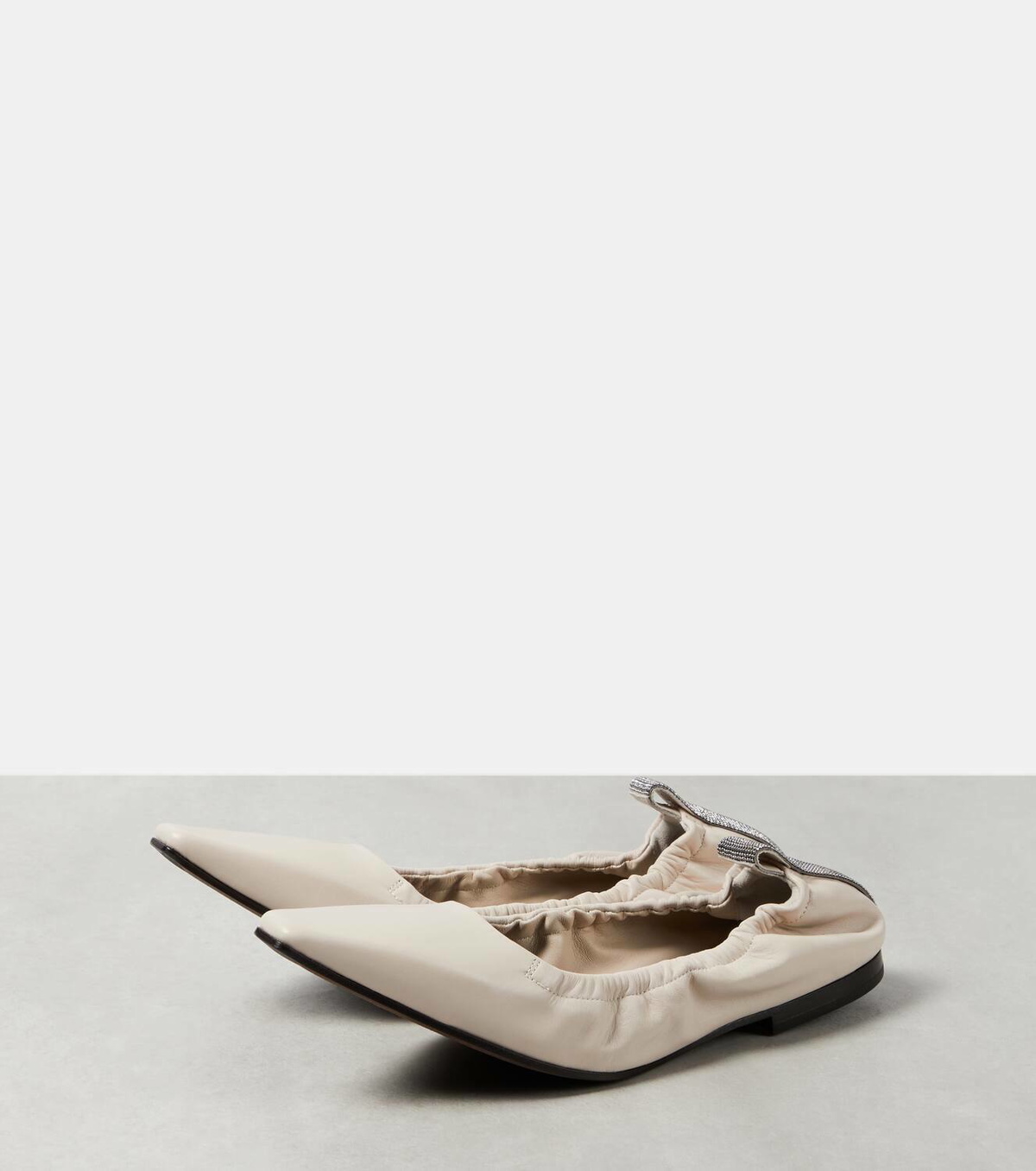 Brunello Cucinelli Brown Calf Leather Bos Taurus Ballet Flats main image 0