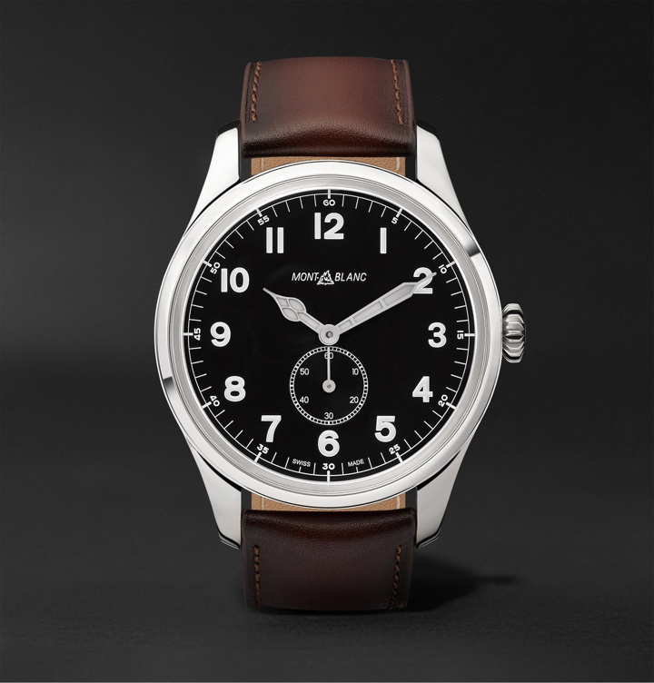 Photo: MONTBLANC - 1858 Automatic 44mm Stainless Steel and Leather Watch, Ref. No. 115073 - Black