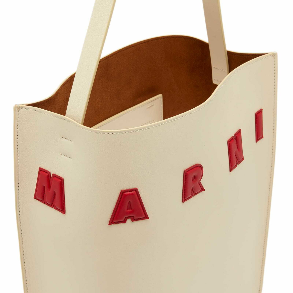★MARNI★ Museo Hobo Large Shoulder Bag Ivory Lacquer SHMP01 Small white leather Museo hobo bag with patches | Marni