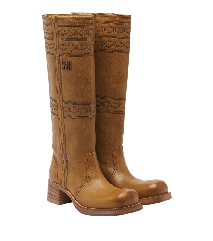 Photo: Miu Miu Embroidered leather knee-high boots