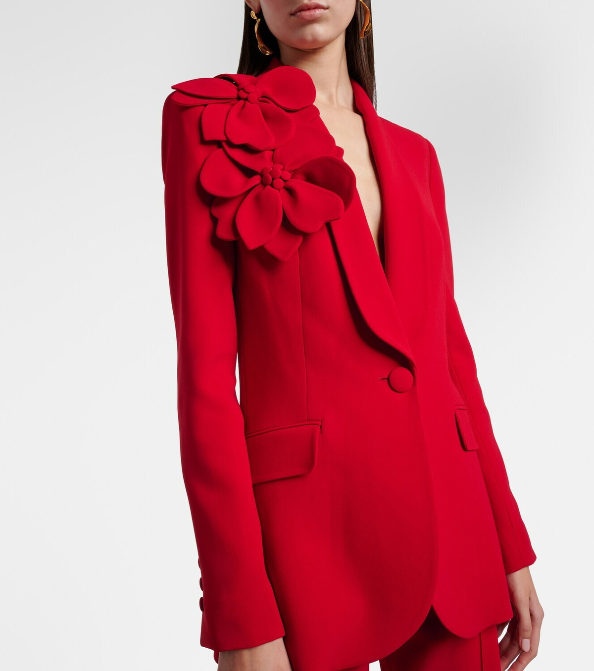 Elie Saab Floral-appliqué cady blazer