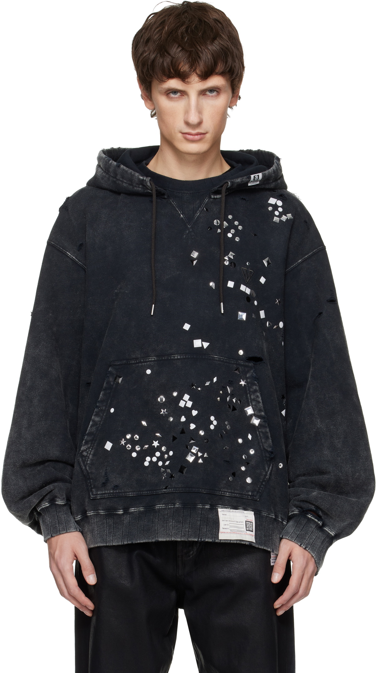 Maison MIHARA YASUHIRO Black Distressed Graffiti Print Zip-Up