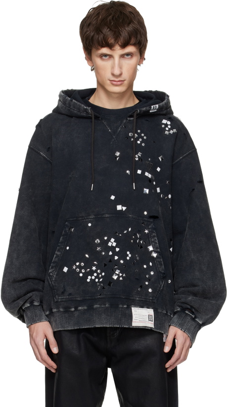 Photo: Maison MIHARA YASUHIRO Black Embellished Bleached Hoodie