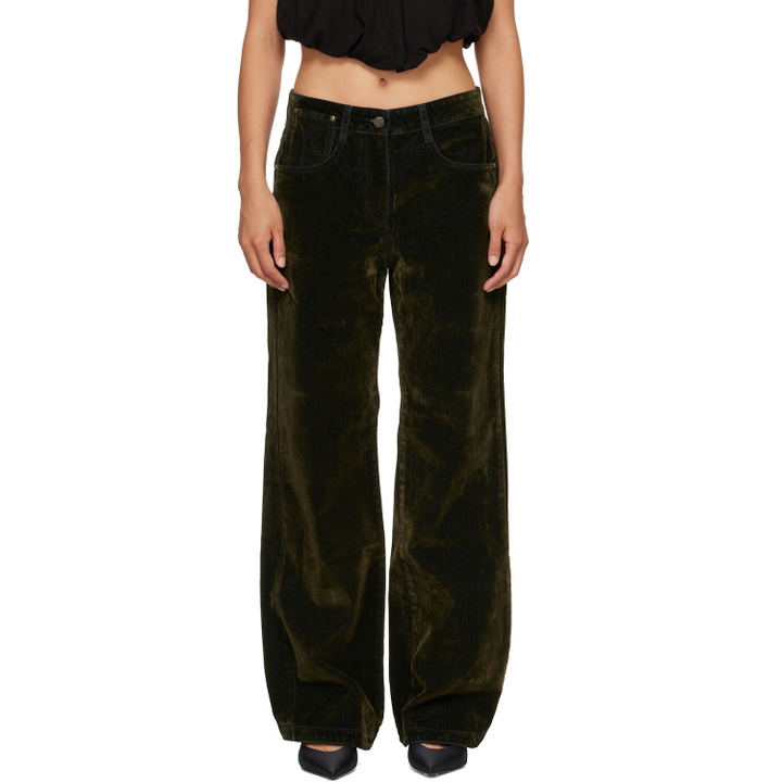 Photo: OPEN YY Khaki Velvet Denim Curved Jeans