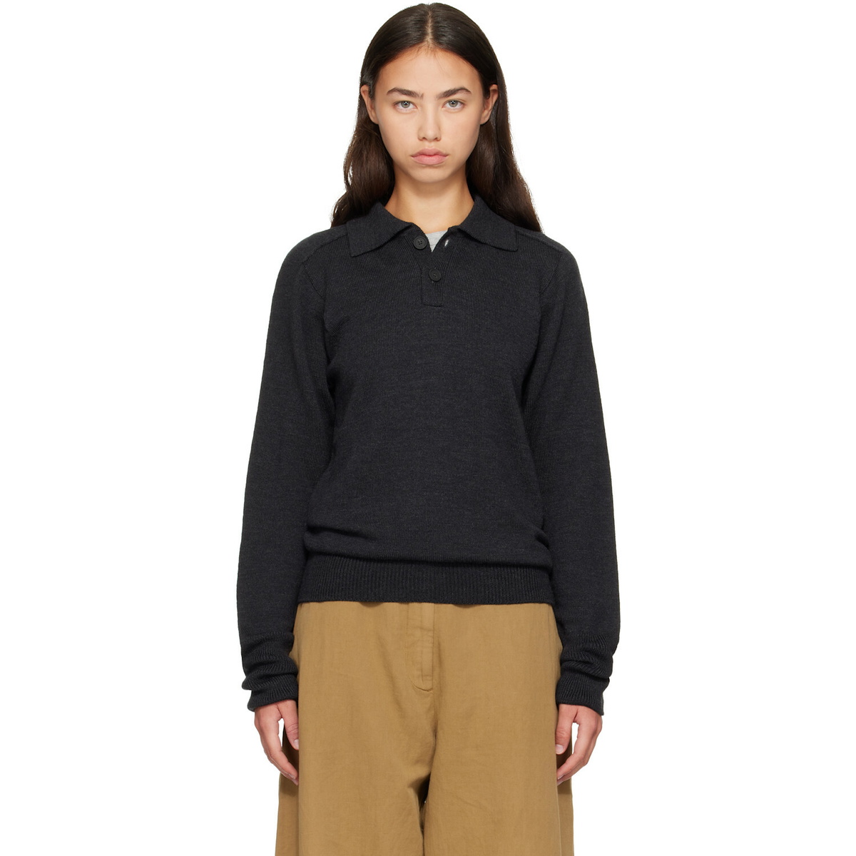 Studio Nicholson Gray Sark Knit Polo