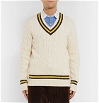 Polo Ralph Lauren - Striped Cable-Knit Cotton and Cashmere-Blend Sweater - Men - Cream