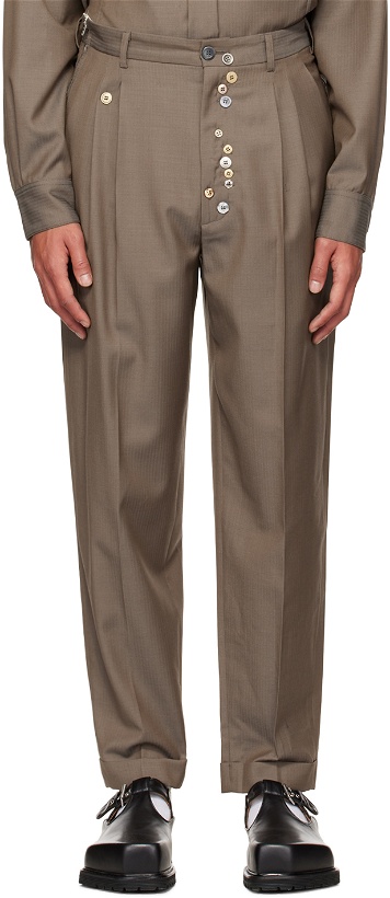Photo: Magliano Brown Classic Double Pleats Trousers