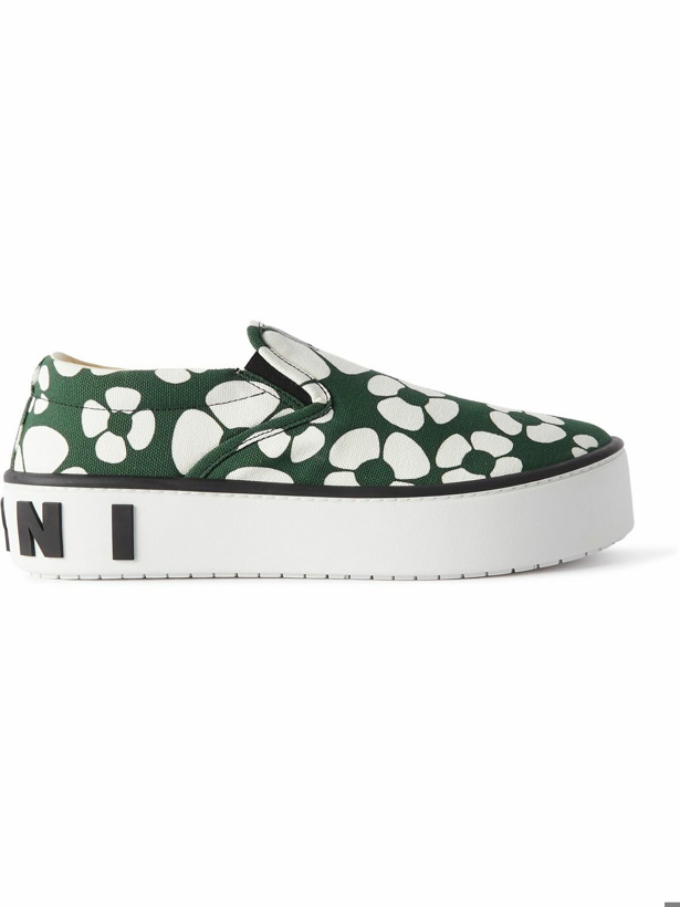 Photo: Marni - Carhartt WIP Floral-Print Canvas Slip-On Sneakers - Green