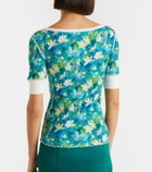 Chloé Floral ribbed-knit cotton-blend top