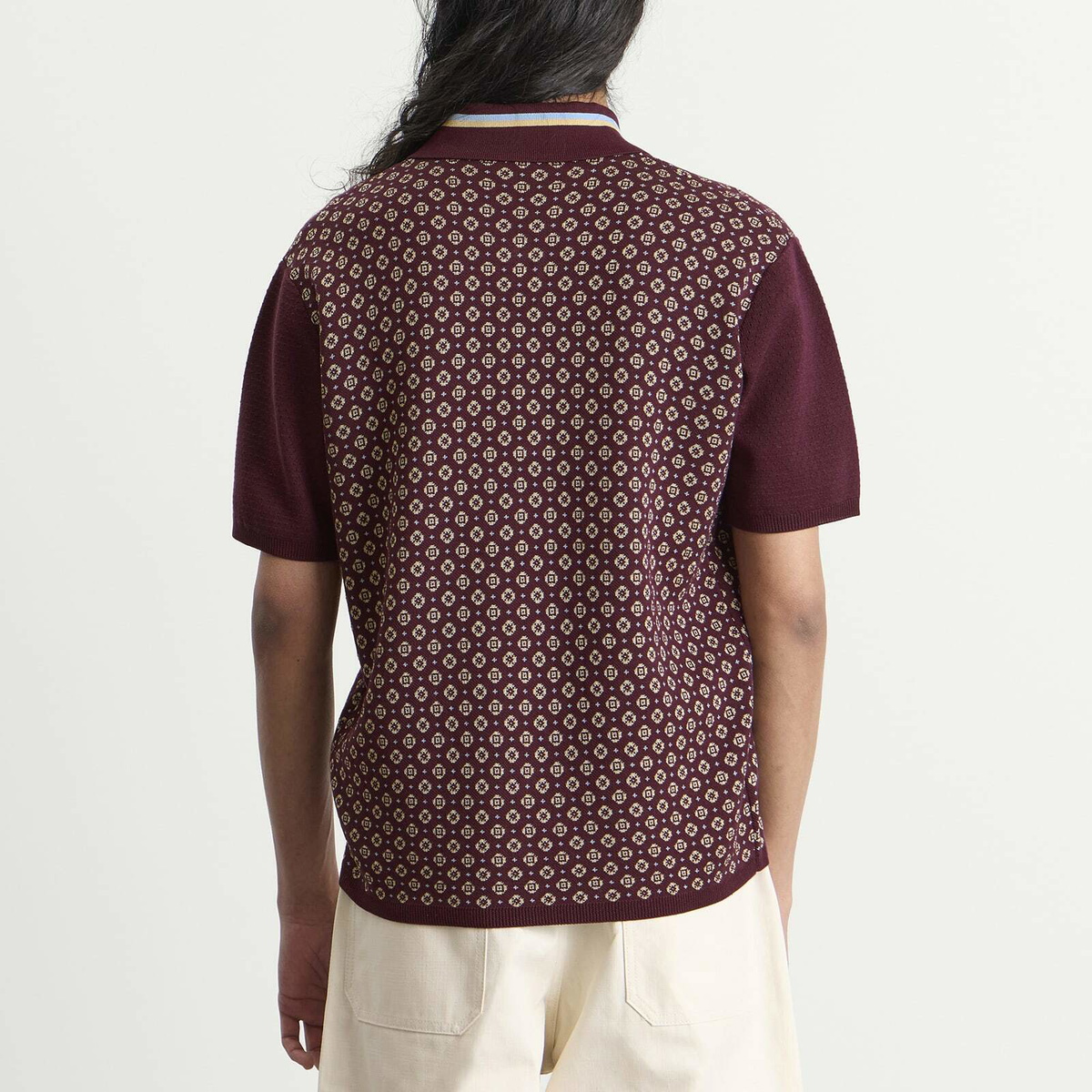 Drôle de Monsieur Men's Jacquard Polo Shirt in Dark Red