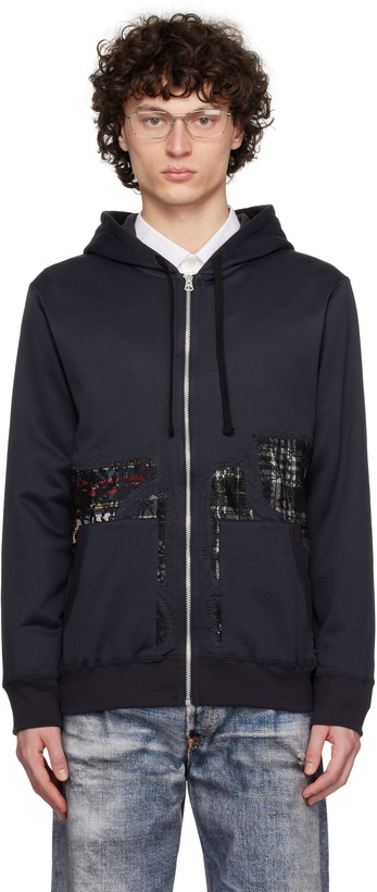 Photo: Junya Watanabe Black Patchwork Zip-Up Hoodie