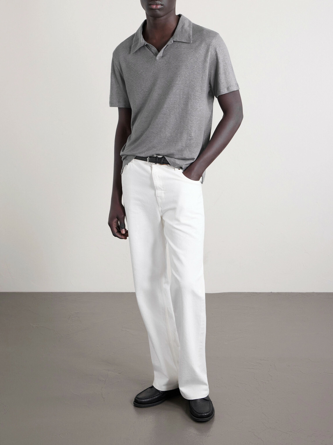 Officine Générale - Simon Linen Polo Shirt - Gray