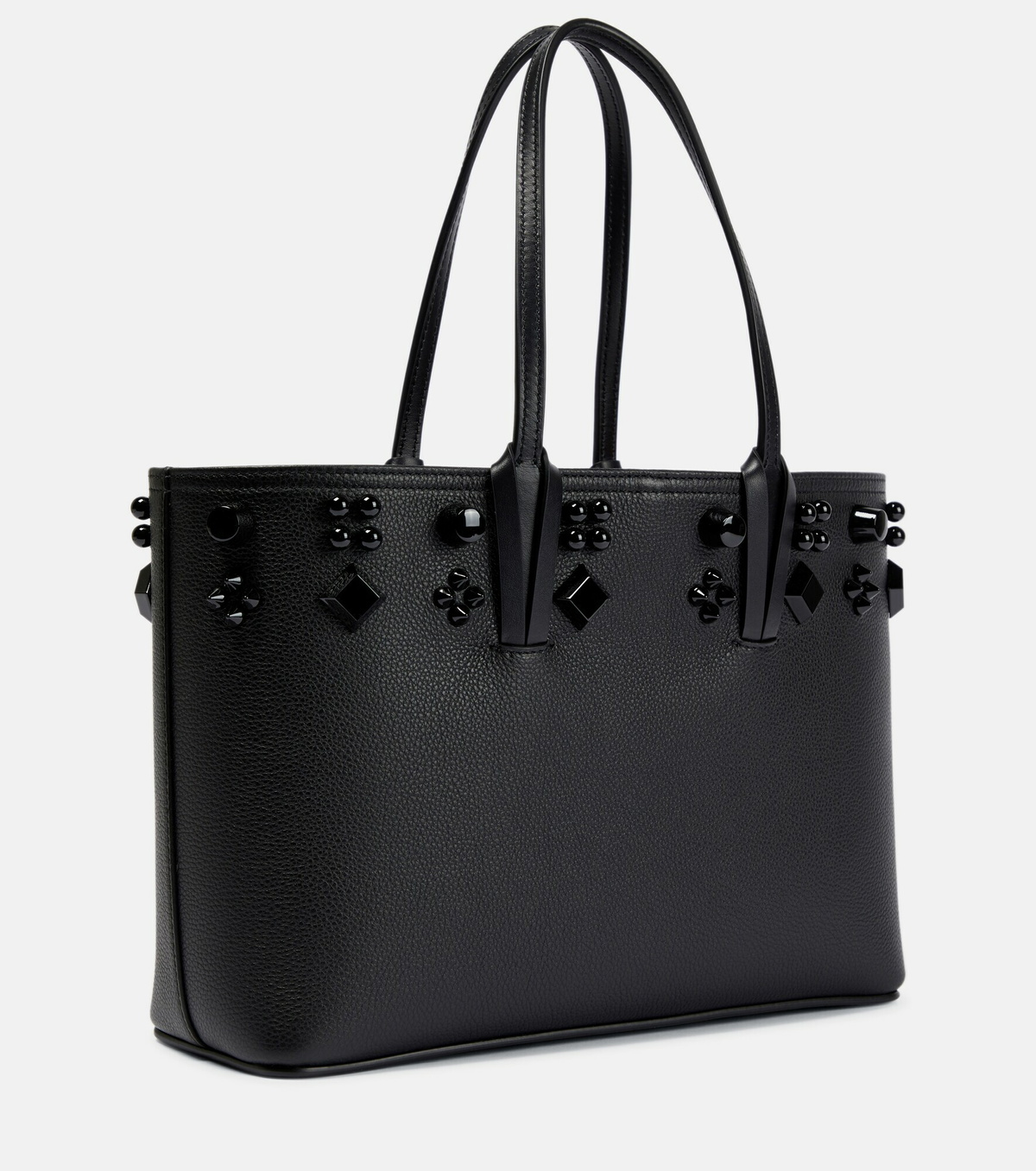 【関税送料込】ルブタン Cabata stud-embellished leather tote Cabata stud-embellished leather tote in black - Christian