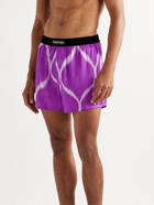 TOM FORD - Velvet-Trimmed Printed Stretch-Silk Satin Boxer Shorts - Purple