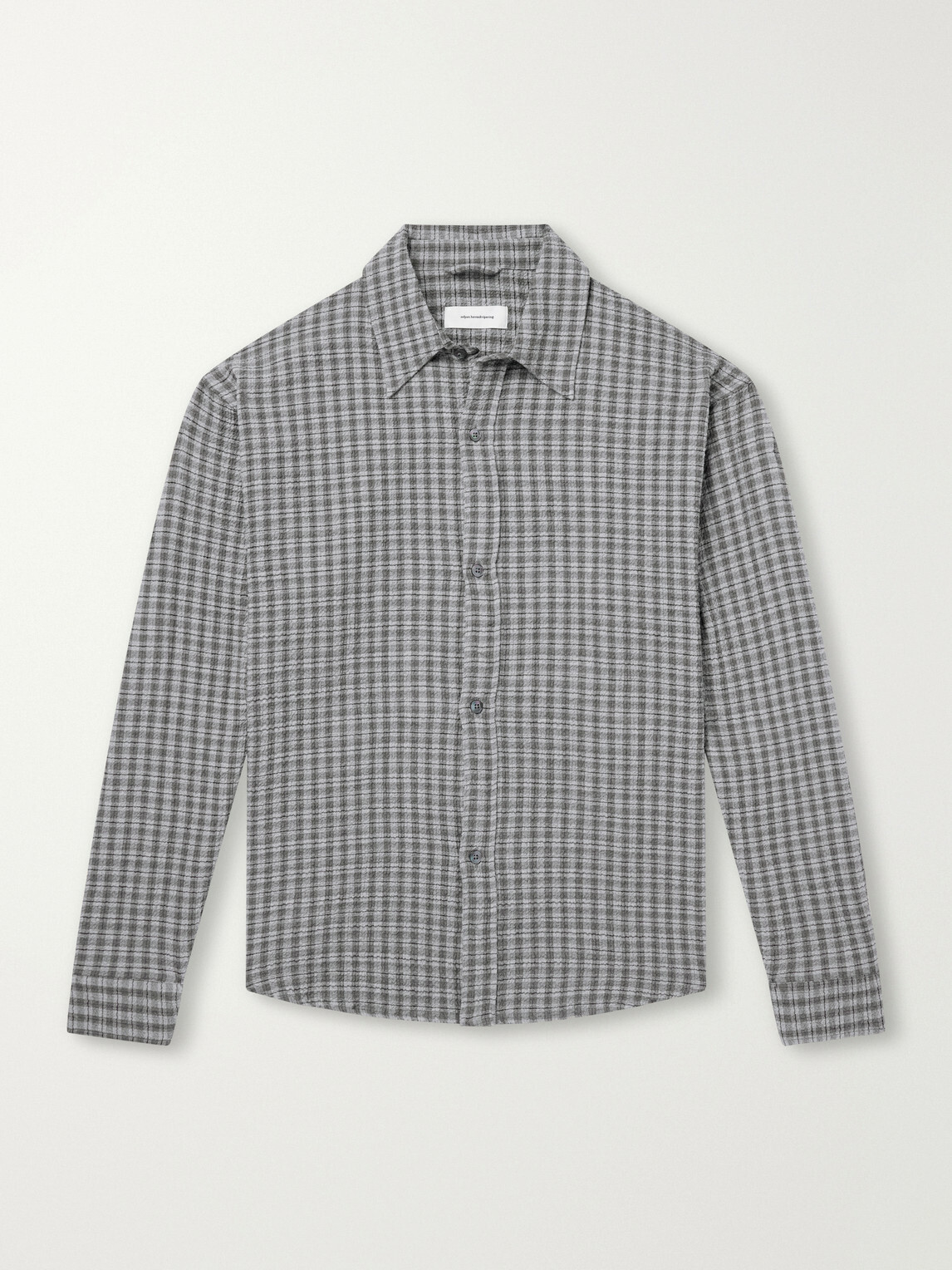 mfpen - Vacation Checked Cotton and Wool-Blend Seersucker Shirt - Gray