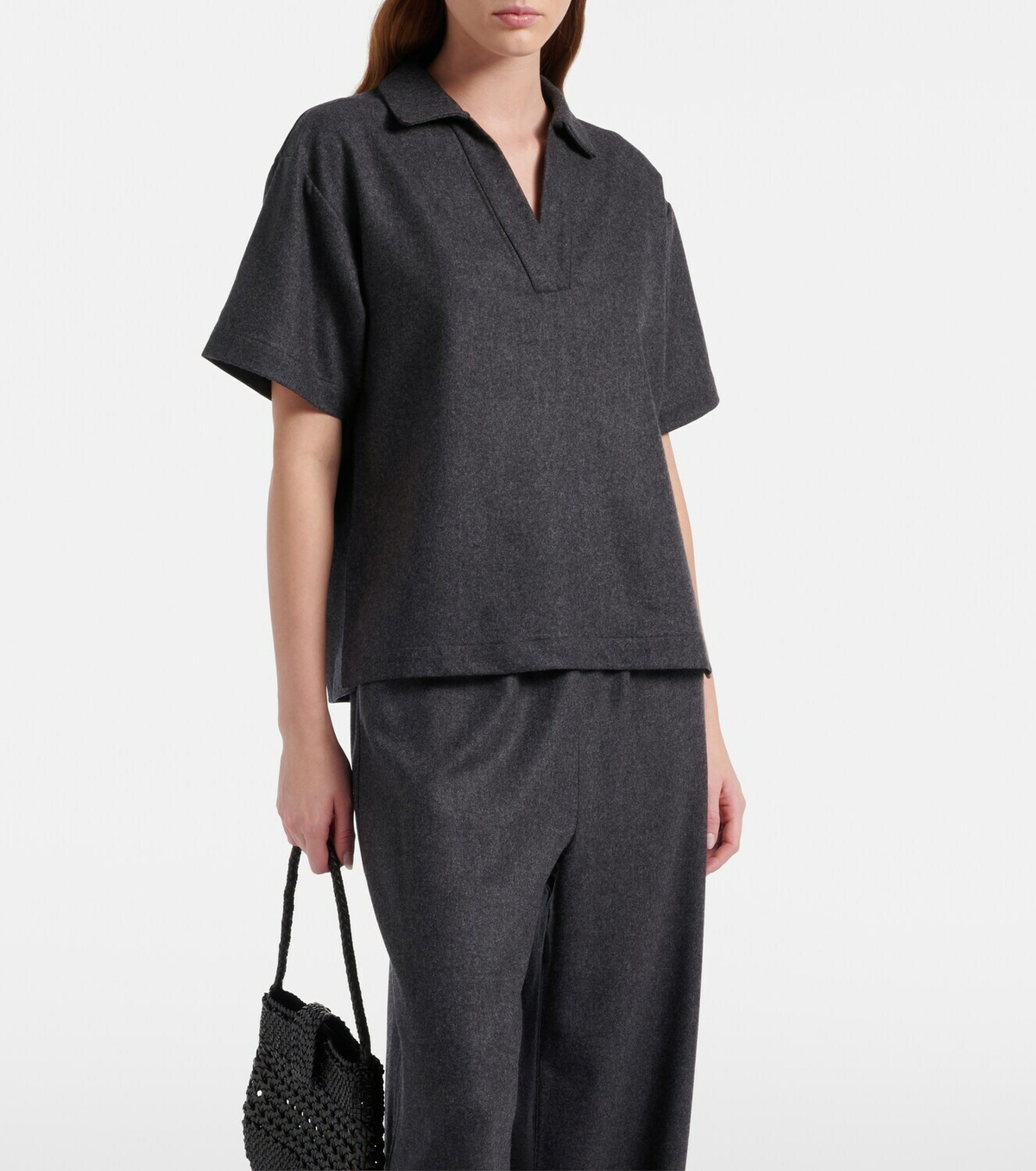 Asceno Modena wool and cashmere flannel polo shirt