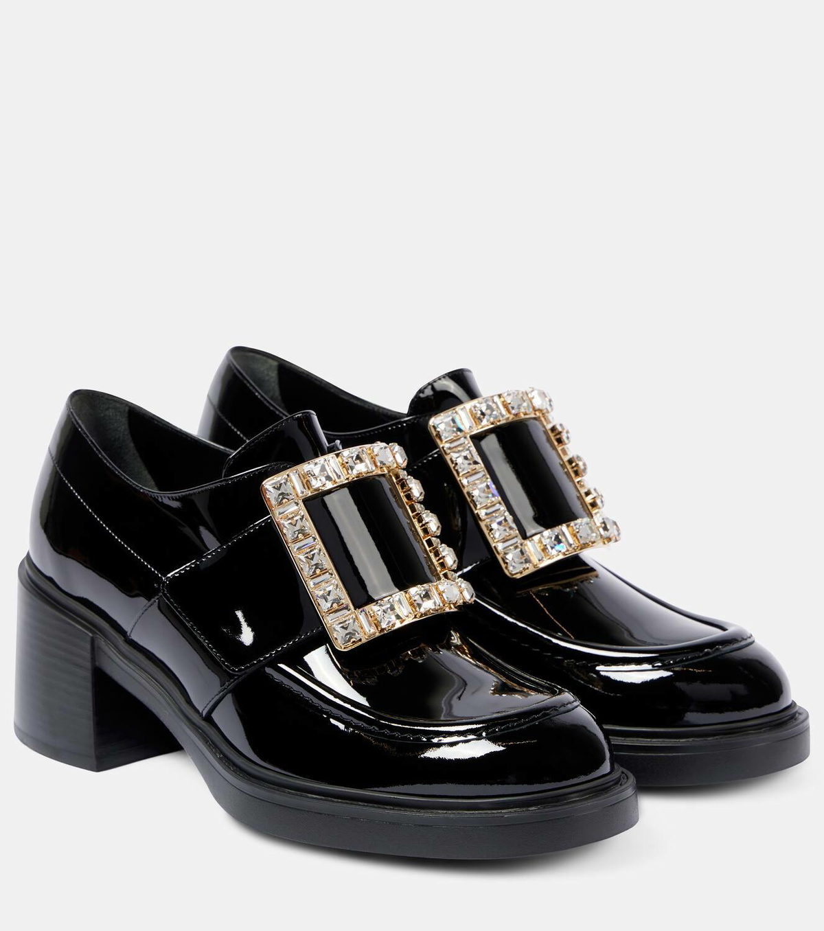 [Roger Vivier] レザーのViv'Rangersレースアップ Black Viv Ranger embellished patent-leather Chelsea boots
