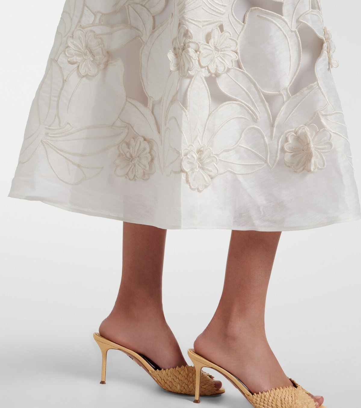 Leo Lin Aubrey floral-appliqué linen-blend shirt dress