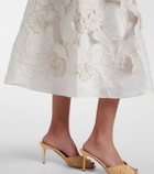 Leo Lin Aubrey floral-appliqué linen-blend shirt dress