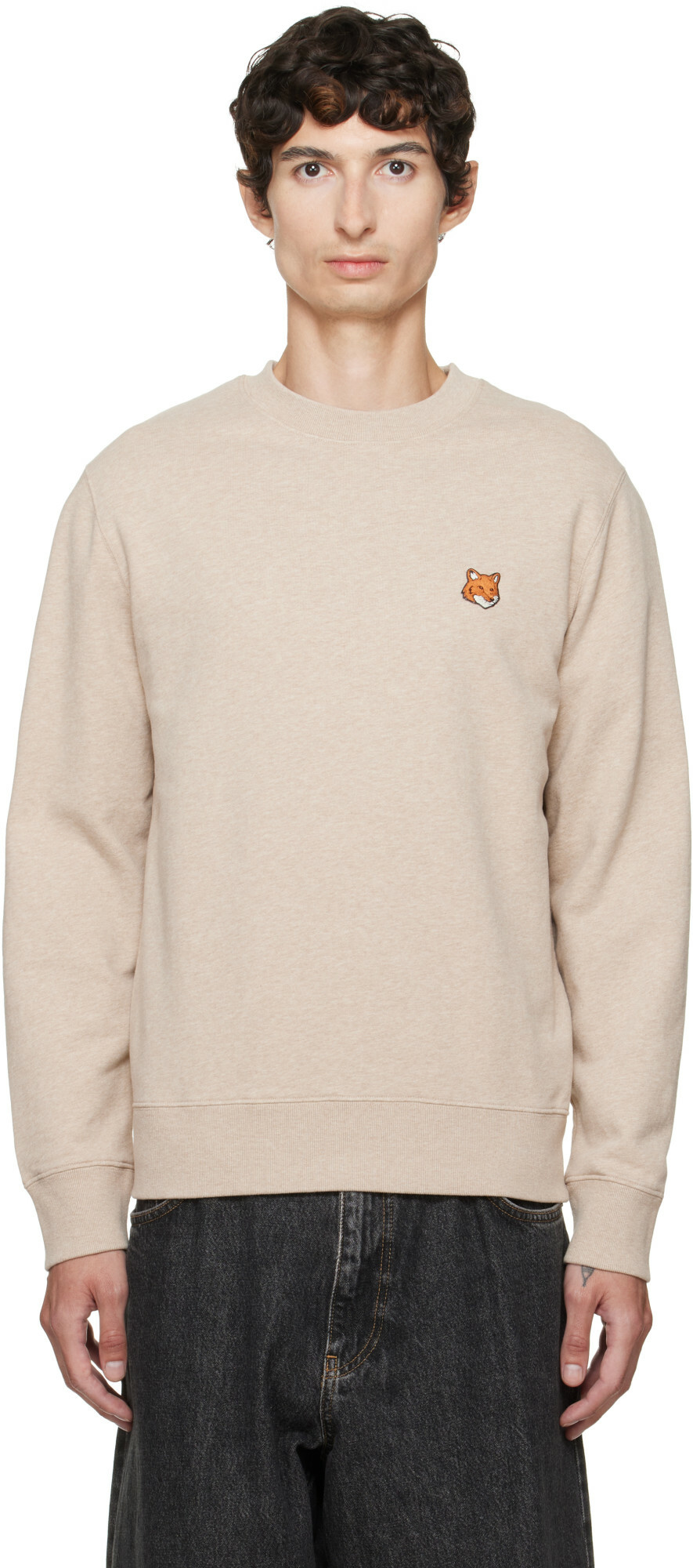 Maison Kitsuné Beige Fox Head Sweatshirt