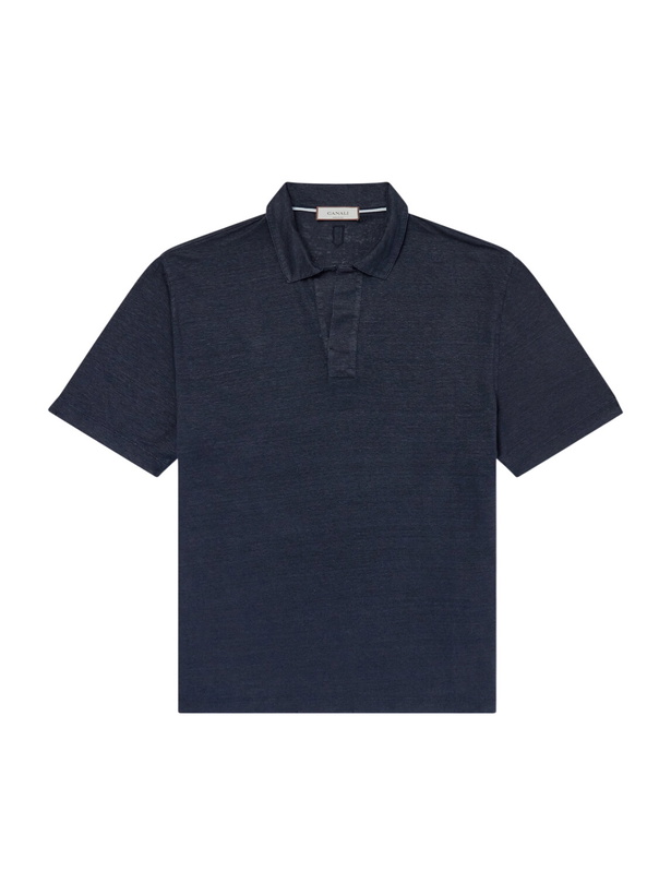 Photo: Canali - Linen Polo Shirt - Blue