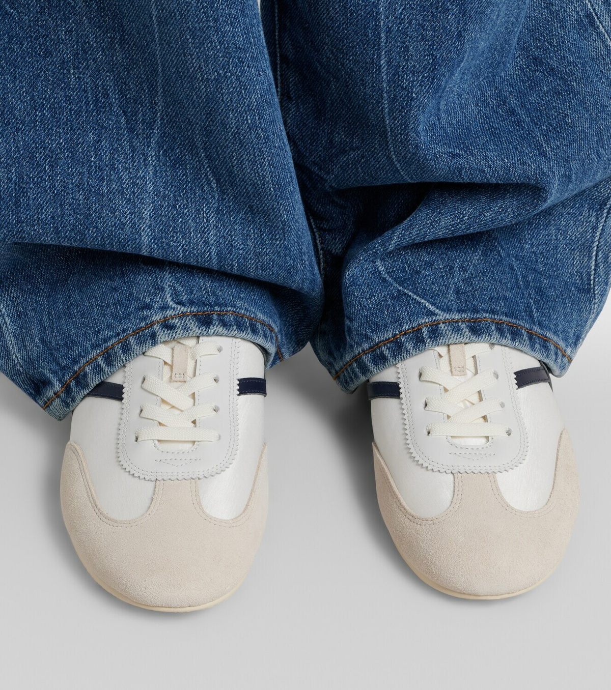 Veronica Beard Leather-trimmed canvas sneakers