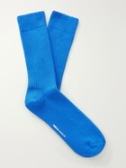 TEKLA - Auralee Ribbed Organic Cotton-Blend Socks - Blue