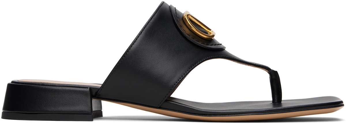 Valentino Garavani Black VLogo Signature Thong Sandals  display picture 3