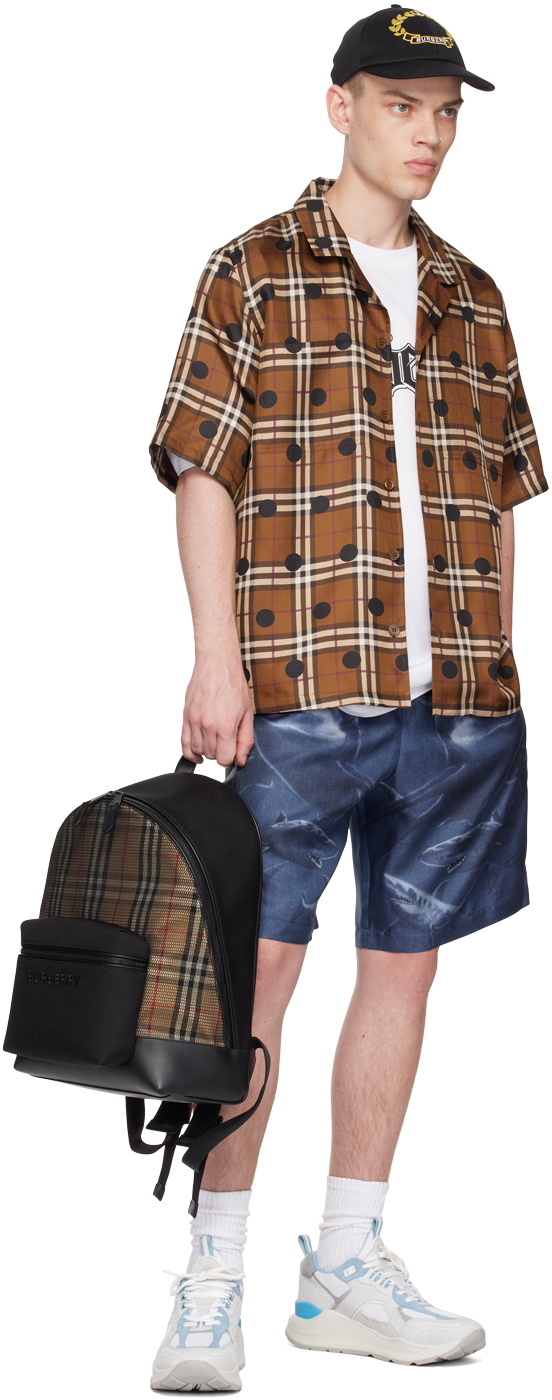 Burberry Black & Beige Check Backpack Burberry display picture 2